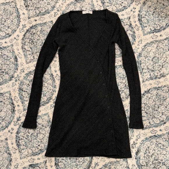 Joah Brown Asymmetrical Button Mini Dress (Ink Luxe Knit) - Picture 2 of 4